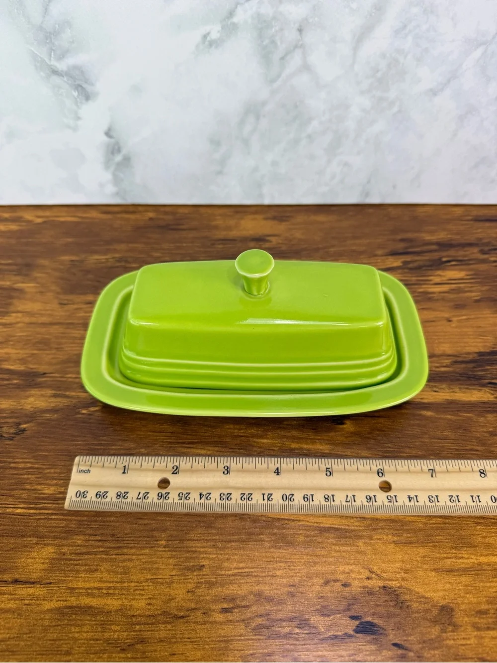 Fiesta Fiestaware Lemongrass Green Covered Butter Dish Tray Retired Color